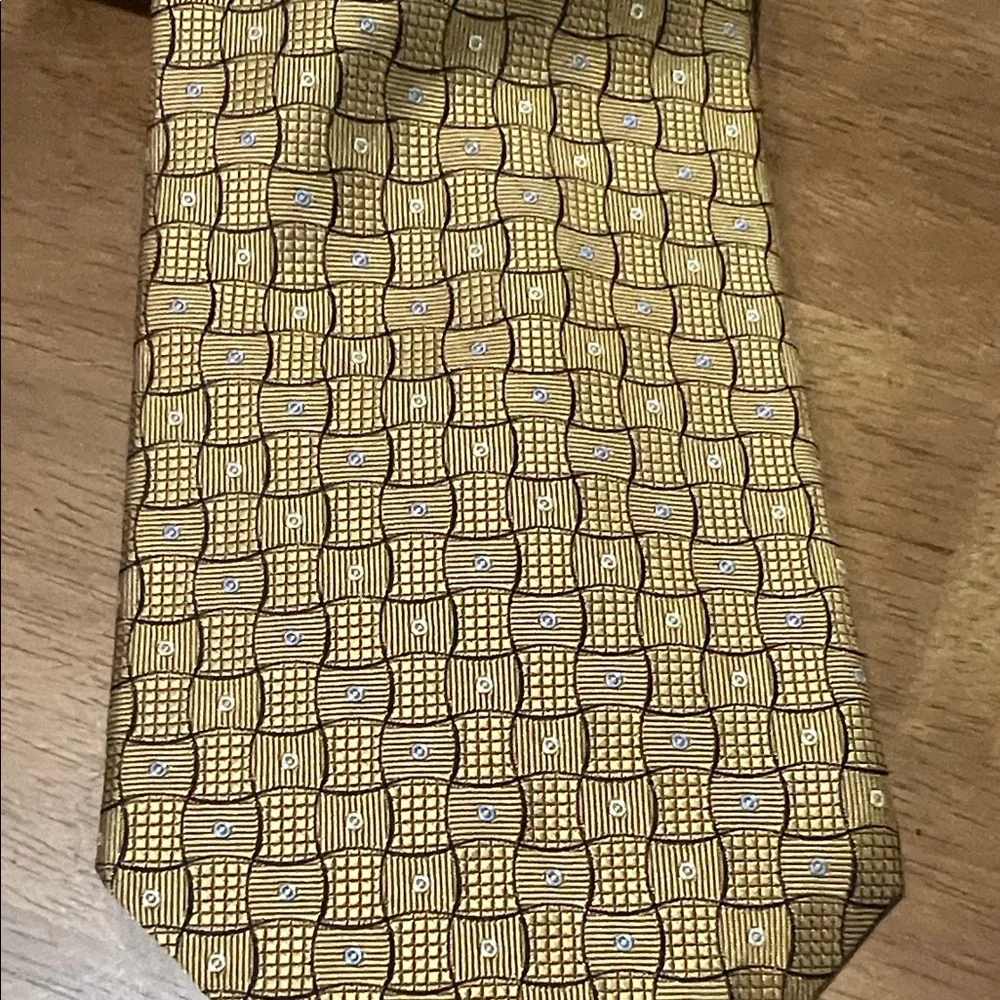 Dior Signature Gold and Black Patterned Tie, 100% Italian Silk - Picture 7 of 7